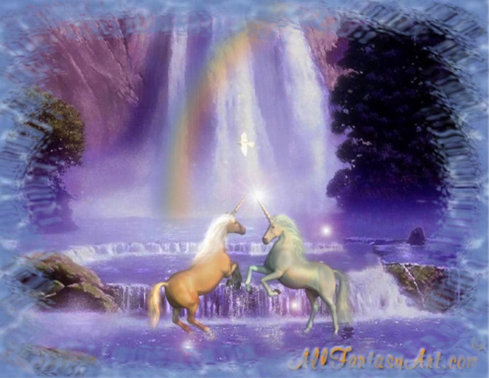 Unicorns at Rainbow Waterfall Facebook Timeline Cover Backgrounds
