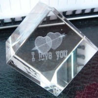 I Love You Glass Cube