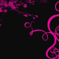 Hot pink Flowers & Swirls on Black