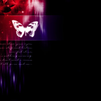 Butterfly & poem on red to blue
