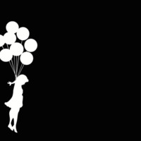 Little Girl Dangling from Balloons