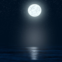 Moon Over Blue Water