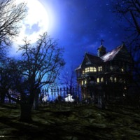 Haunted House in Blue Night