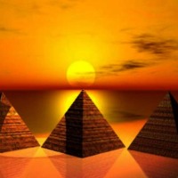 Three Pyramids at Sunset