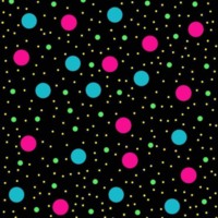 Blue, Pink, Green & Yellow Dots on Black