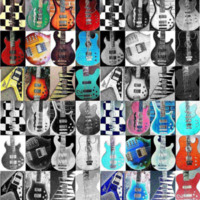 Bass Guitars Tile Collage