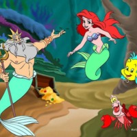 Little Mermaid, Sebastian, Flounder & Father