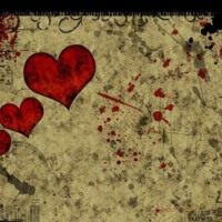 Red Hearts on Watermarked Paper